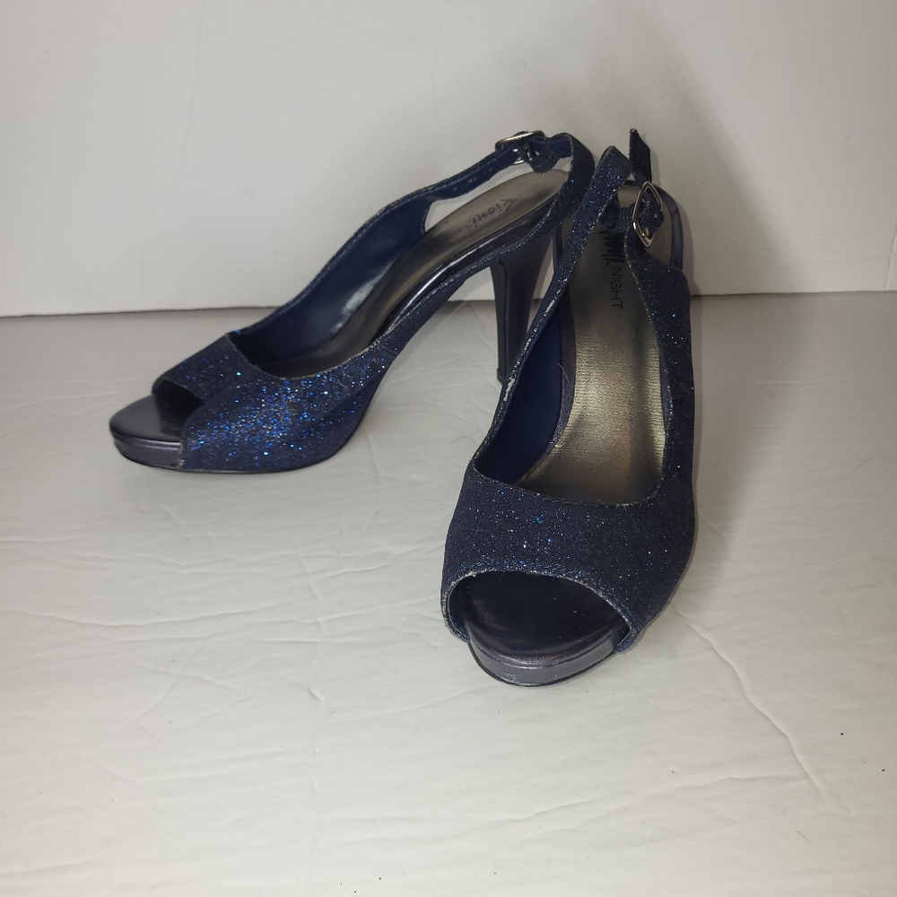 Fioni Night High Heeled Slingback Sparkly Shoes
